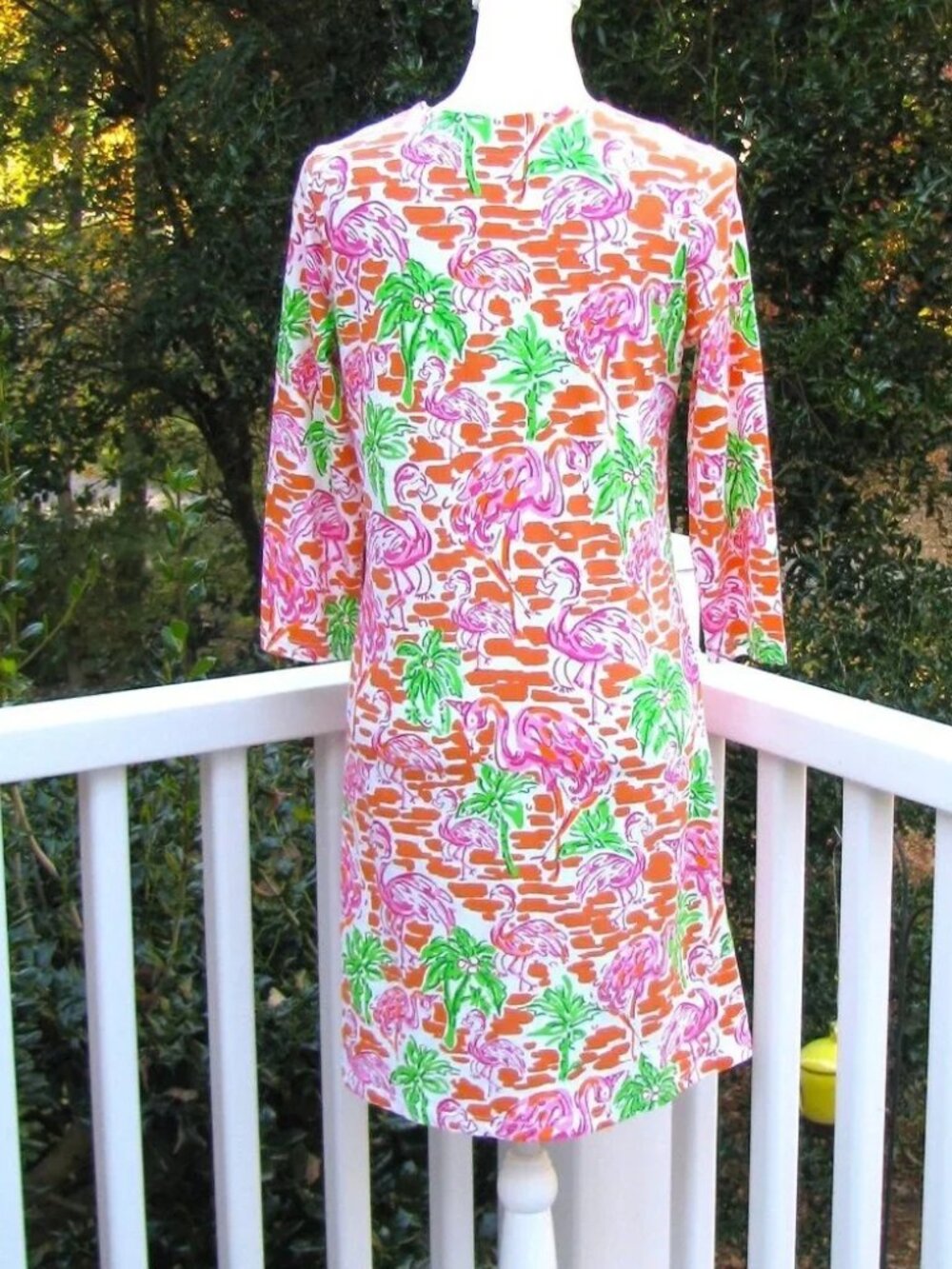 Barbara Gerwit Vintage Flamingo v neck dress casual work office Medium - Picture 4 of 6